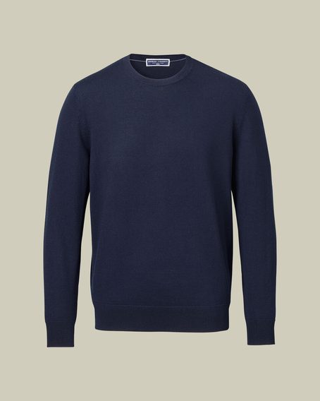 Charles Tyrwhitt Merino Crew Neck Jumper — Navy