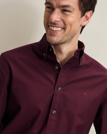 Charles Tyrwhitt Stretch Washed Oxford Shirt — Burgundy