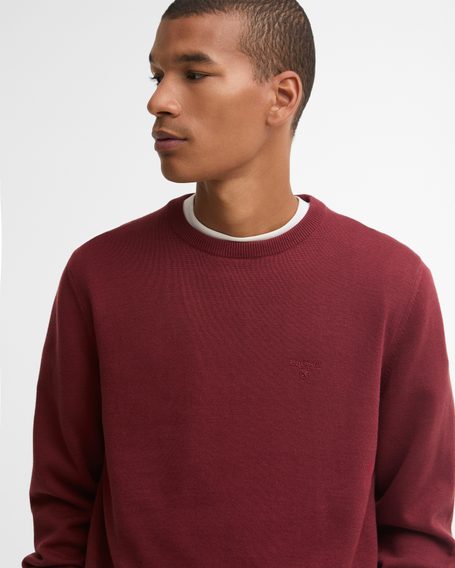Barbour Pima Cotton Crew Neck Sweater — Brick Red