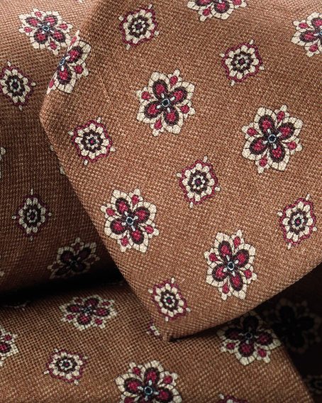 Charles Tyrwhitt Linen/Silk Print Tie — Camel