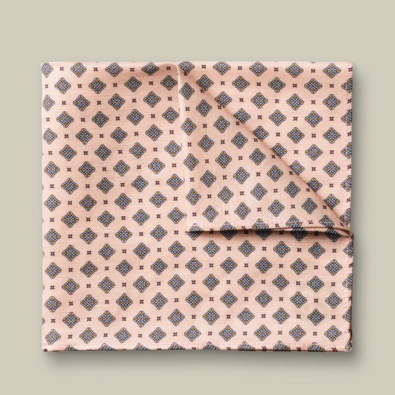 Charles Tyrwhitt Linen/Silk Geo Print Pocket Square — Pink