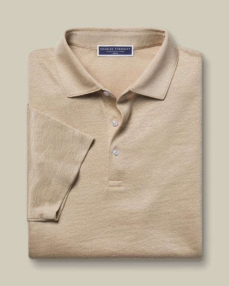 Charles Tyrwhitt Pure Linen Polo — Oatmeal