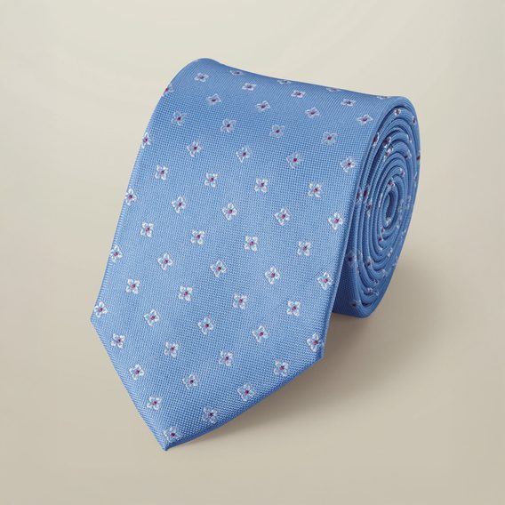 Charles Tyrwhitt Silk Patterned Tie — Light Blue