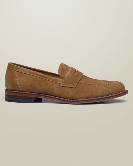 Charles Tyrwhitt Suede Penny Loafers — Tobacco Brown