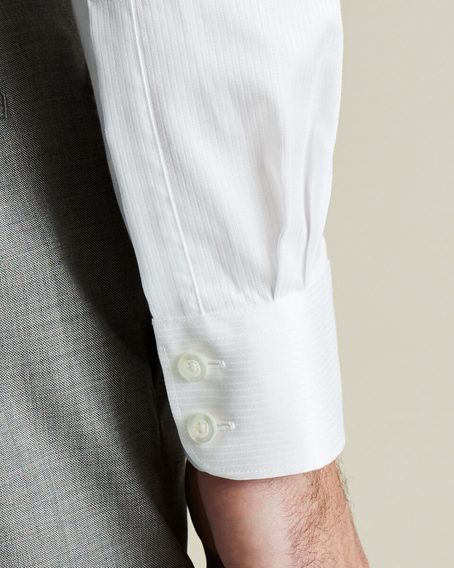 Charles Tyrwhitt White Luxury Stripe Shirt — White