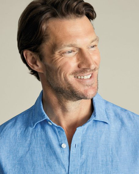 Charles Tyrwhitt Pure Linen Shirt — Ocean Blue