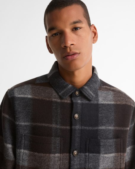 Barbour Woodlane Brushed Check Overshirt — Midnight Oak Tartan