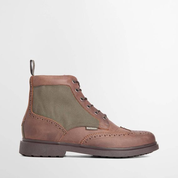 Barbour Barmoor Brogue Boots — Dark Brown