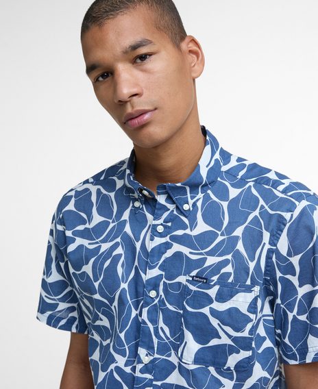 Barbour Spillroad Printed Short-Sleeved Shirt — Dark Denim
