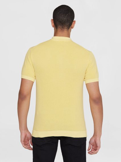 KnowledgeCotton Apparel Two-toned Knitted Polo Shirt — Mist Yellow