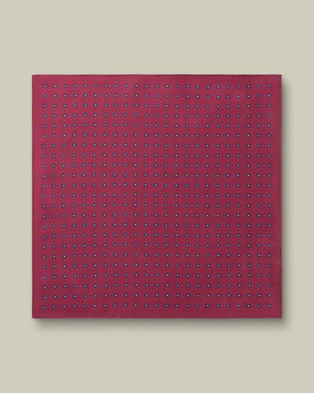 Charles Tyrwhitt Silk Geo Print Pocket Square — Dark Red