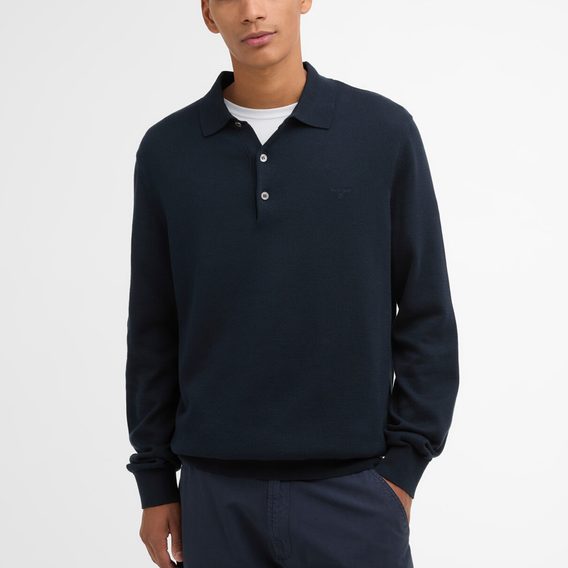 Barbour Pima Cotton Knitted Polo Shirt — Navy