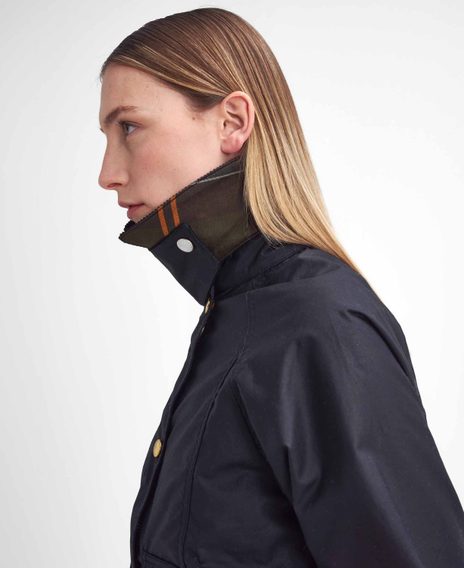 Barbour Cropped Beadnell Waxed Jacket — Black