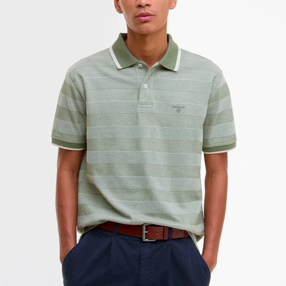 Barbour Branton Striped Polo Shirt — Light Moss