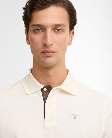 Barbour Tartan Pique Polo Shirt — Whisper White