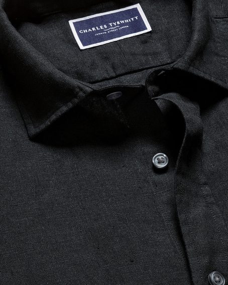 Charles Tyrwhitt Pure Linen Shirt — Black