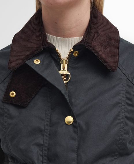 Barbour Cropped Beadnell Waxed Jacket — Sage