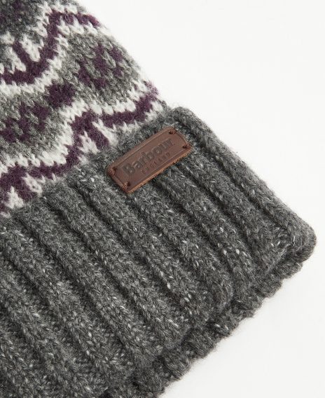 Barbour Case Fairisle Beanie — Black Slate Tartan