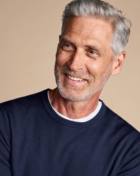 Charles Tyrwhitt Merino Crew Neck Jumper — Navy