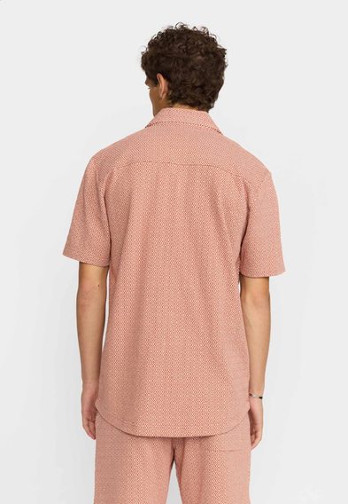 Revolution Jaquard Short-sleeved Cuban Shirt — Orange