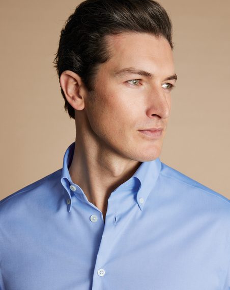 Charles Tyrwhitt Button-Down Non-Iron Oxford Shirt — Sky Blue
