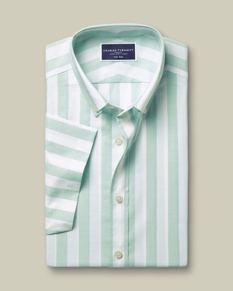 Charles Tyrwhitt Non-Iron Stretch Poplin Slub Shirt — Aqua Green