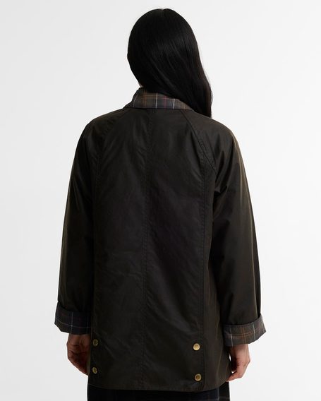 Barbour Icons Tartan Collar Modern Beadnell Wax Jacket