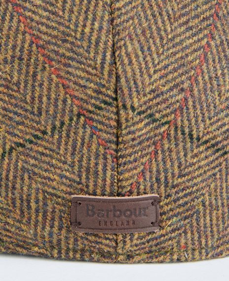 Barbour Wilkin Flat Cap — Olive/Orange/Red