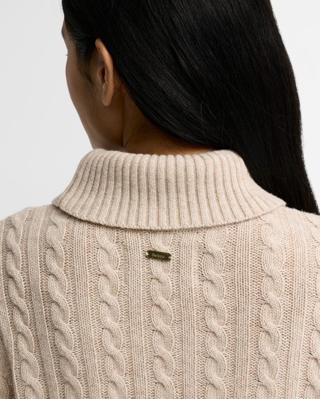 Barbour Ambleside Cable-Knit Rollneck Jumper — Oatmeal