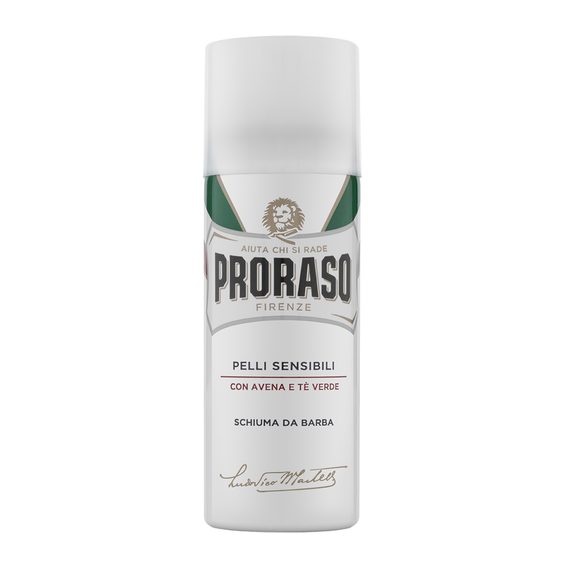 Cestovná pena na holenie Proraso White pre citlivú pokožku - zelený čaj (50 ml)