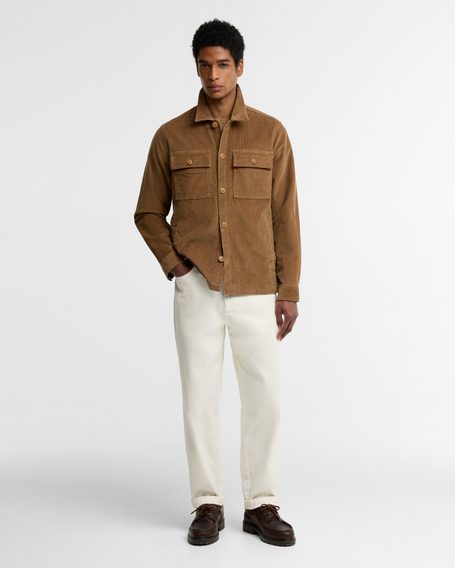 Barbour Tartan Trimmed Cord Overshirt — Rust