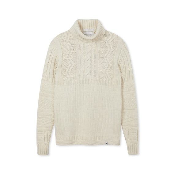 Peregrine Fisherman Roll Neck Jumper — Ecru