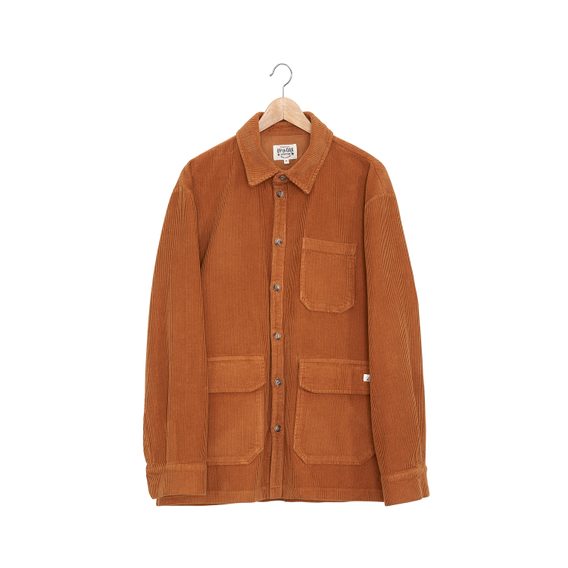 Multi-Pocket Corduroy Shirt — Rust