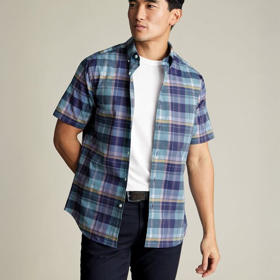 Charles Tyrwhitt Non-Iron Stretch Poplin Slub Shirt — Spearmint