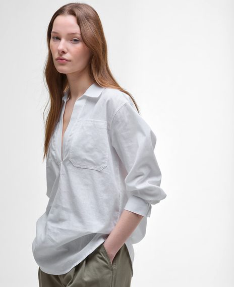 Barbour Cecile Relaxed Tunic Shirt — White