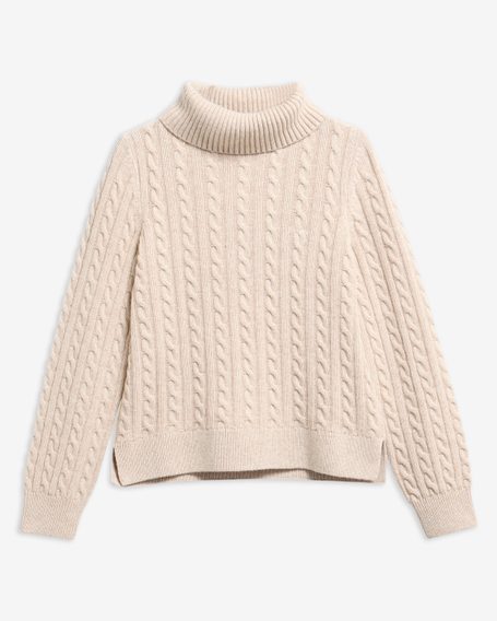 Barbour Ambleside Cable-Knit Rollneck Jumper — Oatmeal