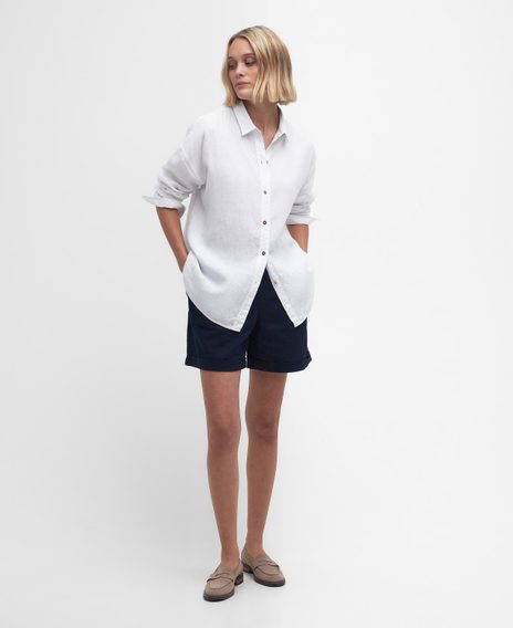 Barbour Hampton Relaxed Linen Shirt — Classic White