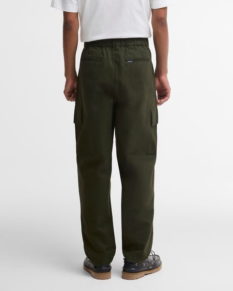 Barbour Washed Relaxed Fit Cargo Trousers — Sage