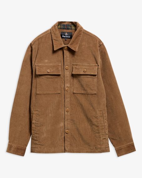 Barbour Tartan Trimmed Cord Overshirt — Rust