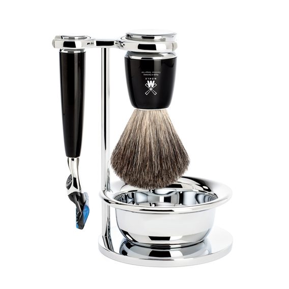 Mühle RYTMO Shaving Set — Fusion™, Pure Badger, Black Resin