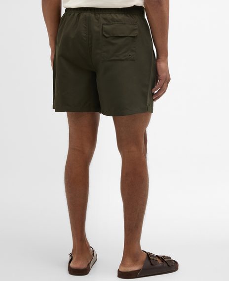 Barbour Water Reactive Tartan Swim Shorts — Olive