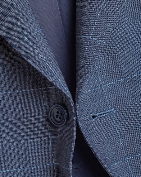 Charles Tyrwthitt Ultimate Performance Check Suit Jacket — Steel Blue