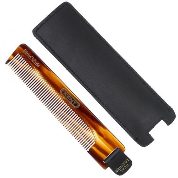 Kent NU22 — Fine Hair Comb with Leather Tab and Case