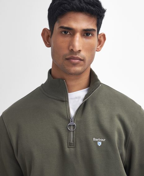 Barbour Beckhill Half Zip Sweatshirt — Mid Olive