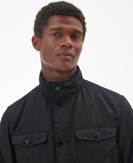 Barbour Ogston Waxed Cotton Jacket — Black