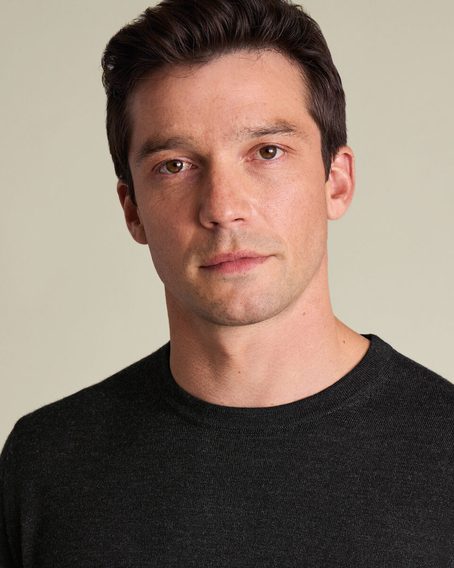 Charles Tyrwhitt Merino Crew Neck Jumper — Charcoal