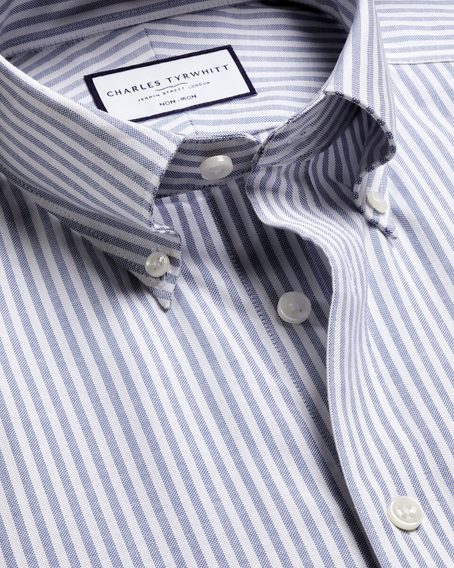 Charles Tyrwhitt Non-Iron Stretch Oxford Button-Down Shirt — Mid Blue