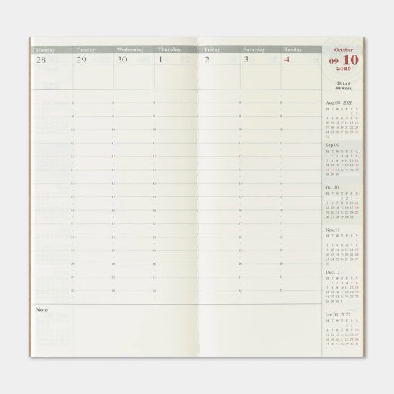 Traveler's Notebook — 2026 Second Half Weekly Vertical Diary