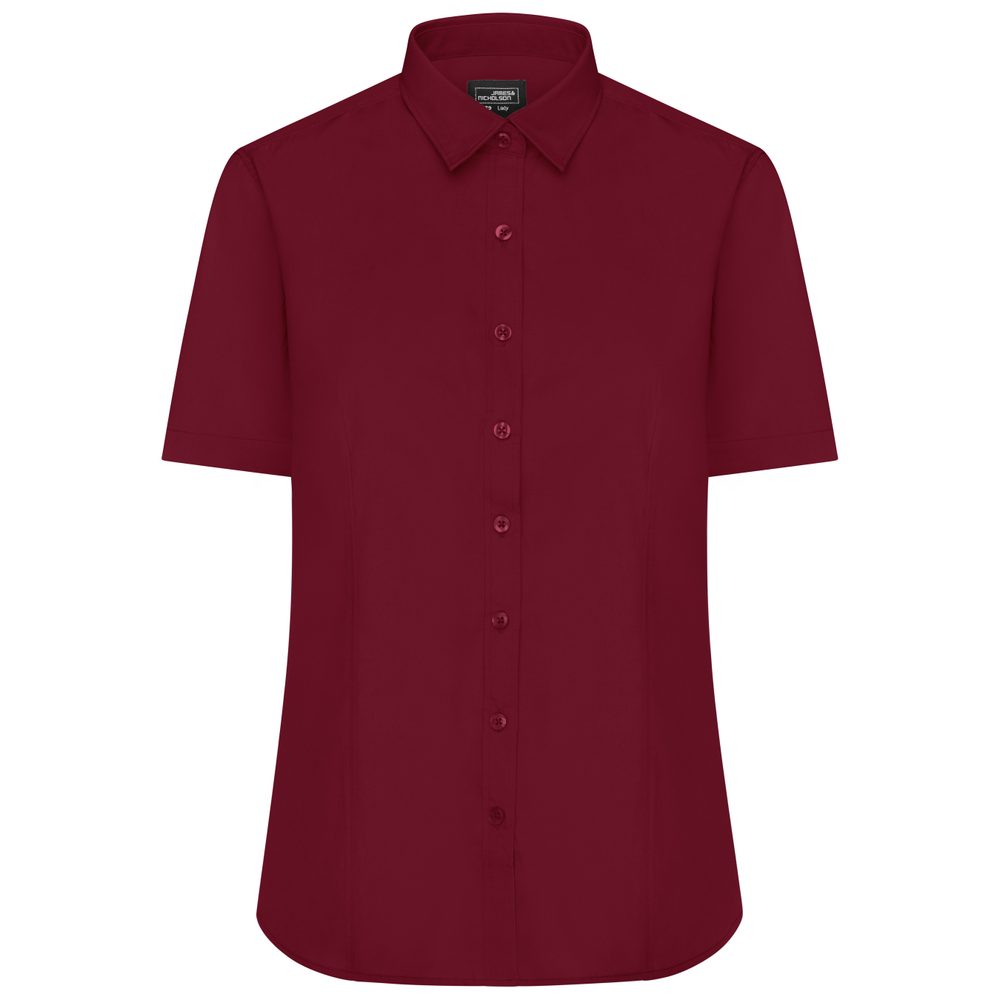 James & Nicholson Dámská košile s krátkým rukávem JN679 - Vínová | S