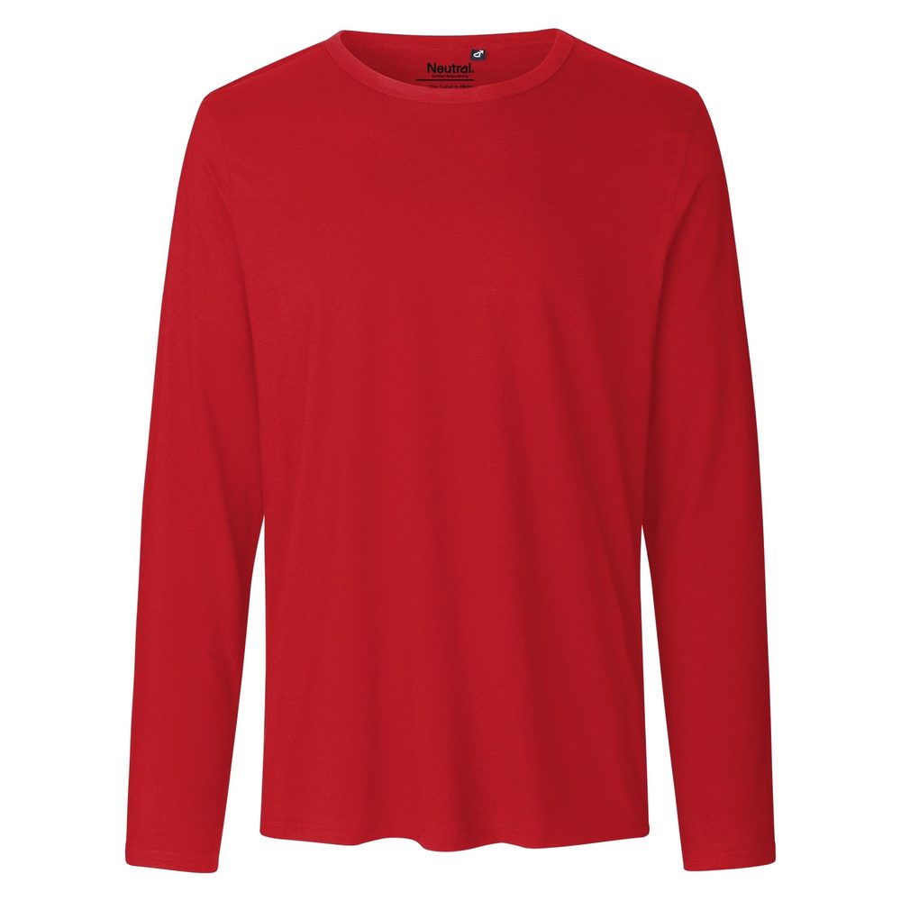 Neutral Pánske tričko s dlhým rukávom z organickej Fairtrade bavlny - Červená | M